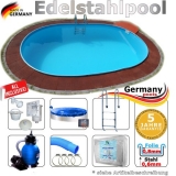 Edelstahl Pool 6,0 x 3,2 x 1,25 m oval Komplettset