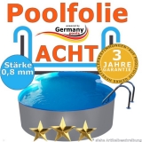 Poolfolie 4,7 x 3,0 x 1,2 m x 0,8 achtform bis 1,5 m